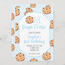 Invitación Primer cumpleaños de una fuerte cookie azul