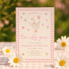 Invitación Primer cumpleaños de una margarita rosada de prima