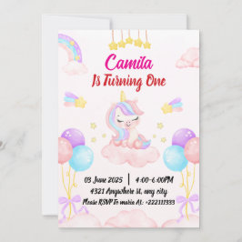 Invitación Primer cumpleaños de Unicornio