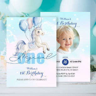 Invitación Primer cumpleaños de Unicornio mágico