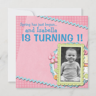 Invitación Primer cumpleaños de verano de primavera dulce