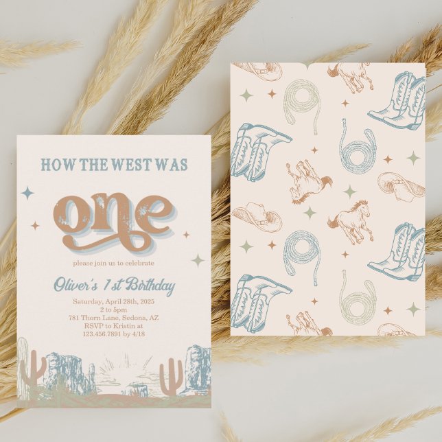 Invitación Primer cumpleaños de Western Blue Cowboy (Subido por el creador)