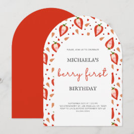 Invitación Primer cumpleaños de White Red Arch Berry