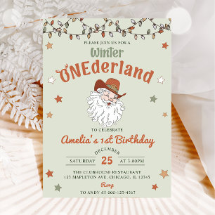 Invitación Primer cumpleaños de Winter Onederland Santa Navid