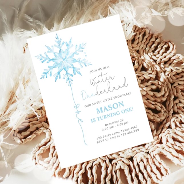 Invitación Primer cumpleaños de Winter ONEderland Snowflake B (Subido por el creador)