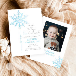 Invitación Primer cumpleaños de Winter ONEderland Snowflake B