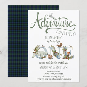 Invitación Primer cumpleaños de Woodland Adventure