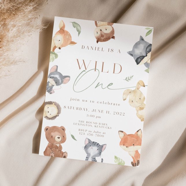 Invitación Primer cumpleaños de Woodland, Animimal forestal,  (Subido por el creador)