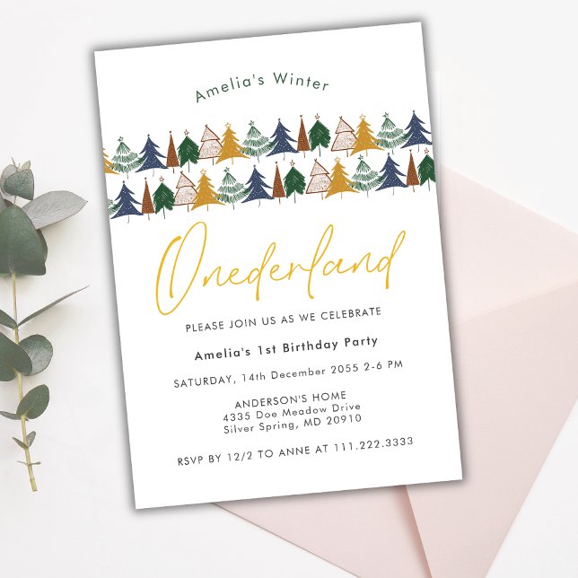 Invitación Primer cumpleaños del árbol de Navidad de Onederla (Subido por el creador)