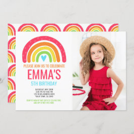 Invitación Primer cumpleaños del arco iris moderno