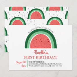 Invitación Primer cumpleaños del arcoiris Boho, sandía