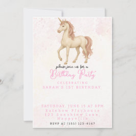 Invitación Primer cumpleaños del arcoiris de Unicornio mágico