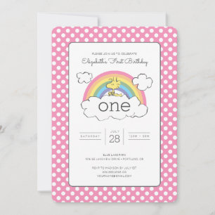 Invitación Primer cumpleaños del arcoiris Woodstock