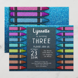 Invitación Primer cumpleaños del arte del Purpurina arcoiris 