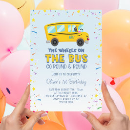 Invitación Primer cumpleaños del autobús escolar amarillo