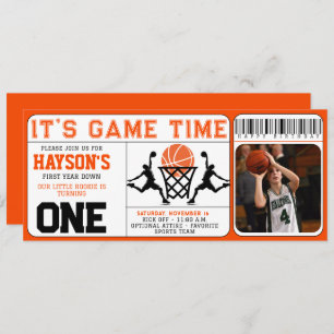 Invitación Primer cumpleaños del baloncesto con el primer año