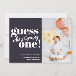 Invitación Primer cumpleaños del bebé de la foto minimalista