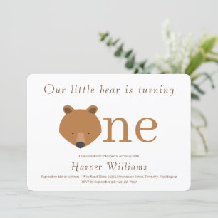 Invitación Primer cumpleaños del bebé de un oso