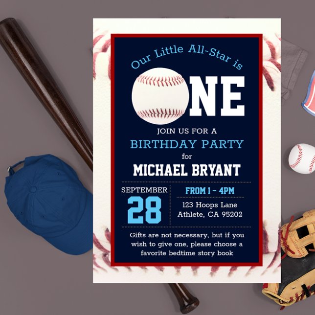 Invitación Primer cumpleaños del béisbol (Subido por el creador)