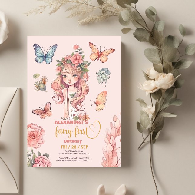 Invitación Primer cumpleaños del Boho Fairy First Chica (Subido por el creador)