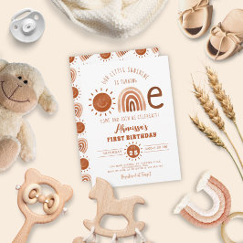 Invitación Primer cumpleaños del Boho moderno arcoiris Little