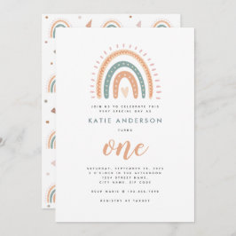 Invitación Primer cumpleaños del Boho Rainbow Pastel de la mo