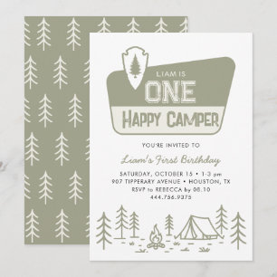 Invitación Primer cumpleaños del bosque de Camper Feliz