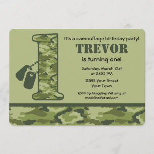 Invitación Primer cumpleaños del Camo Verde