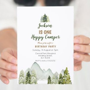 Invitación Primer cumpleaños del camper Watercolor al aire li