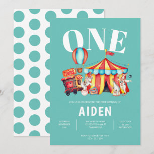 Invitación Primer cumpleaños del Carnaval Circo Grande Top Aq
