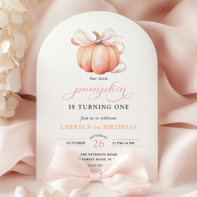Invitación Primer cumpleaños del Chica de Bow de la Calabaza  (Subido por el creador)