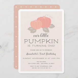 Invitación Primer cumpleaños del Chica de calabaza rosa Rubor
