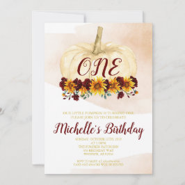 Invitación Primer cumpleaños del Chica de calabaza Sunflower 