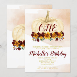 Invitación Primer cumpleaños del Chica de calabaza Sunflower