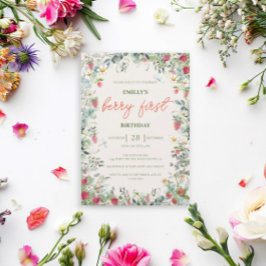 Invitación Primer cumpleaños del Chica de fresa Berry