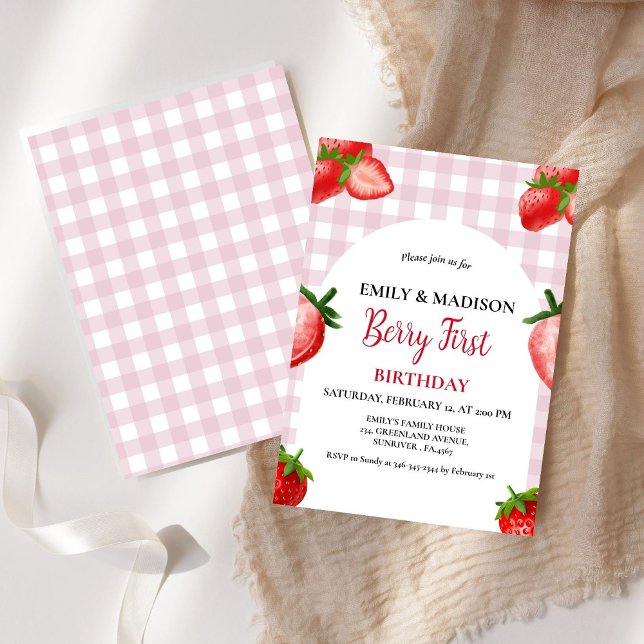 Invitación Primer cumpleaños del Chica de fresa de Berry| dul (Subido por el creador)