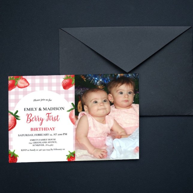 Invitación Primer cumpleaños del Chica de fresa de Berry| dul (Subido por el creador)