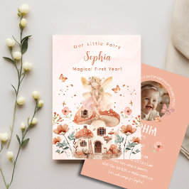 Invitación Primer cumpleaños del Chica de hongos forestales e