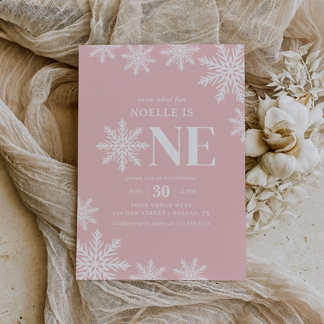 Invitación Primer cumpleaños del Chica de invierno de copo de (Subido por el creador)