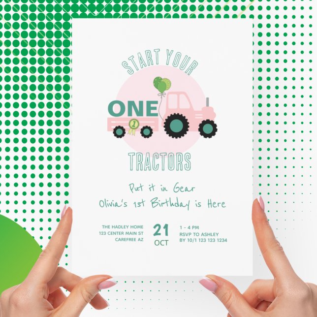 Invitación Primer cumpleaños del Chica de la granja de tracto (Subido por el creador)