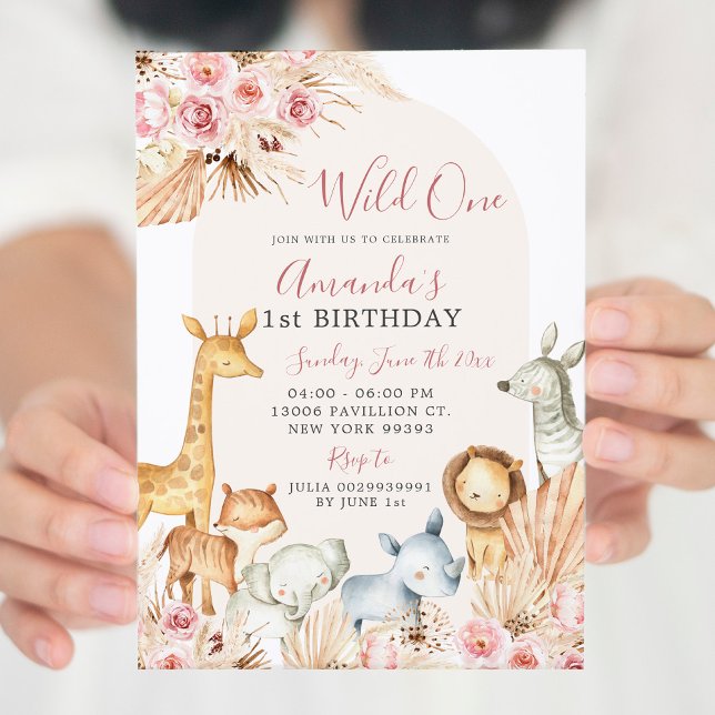 Invitación Primer cumpleaños del Chica del Arco Rosado de Boh (Subido por el creador)