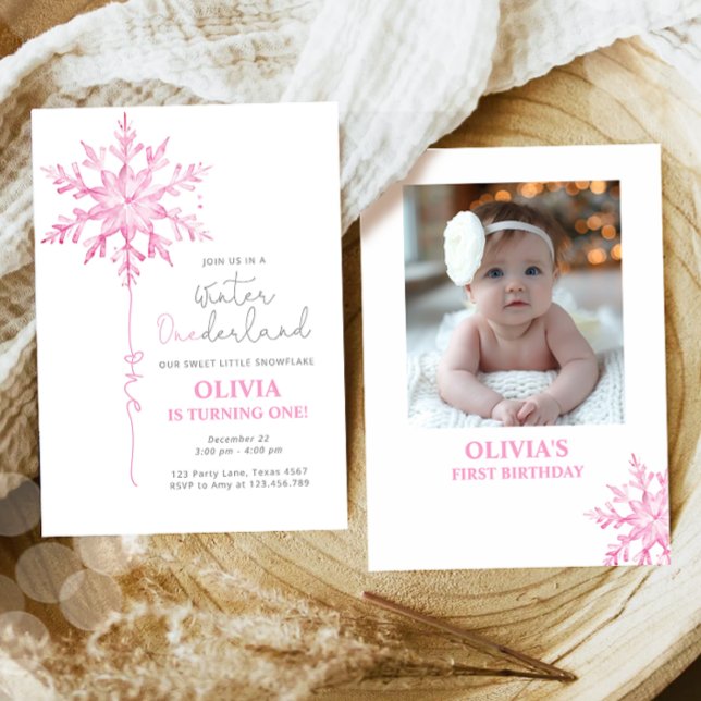 Invitación Primer cumpleaños del Chica del copo de nieve de O (Subido por el creador)