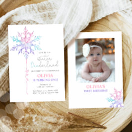 Invitación Primer cumpleaños del Chica del copo de nieve de O