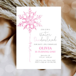 Invitación Primer cumpleaños del Chica del copo de nieve de O