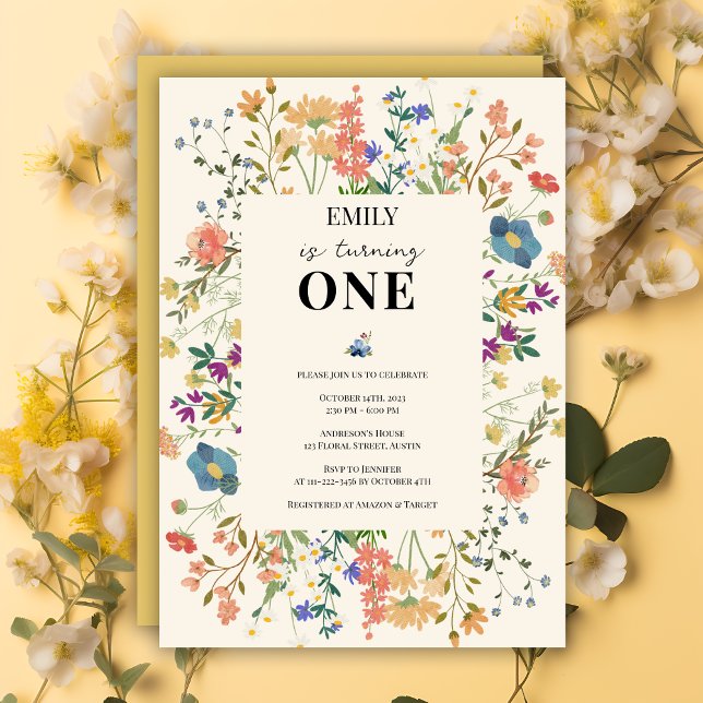 Invitación Primer cumpleaños del Chica del tema de las flores (Subido por el creador)