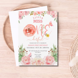 Invitación Primer cumpleaños del Chica del tema floral