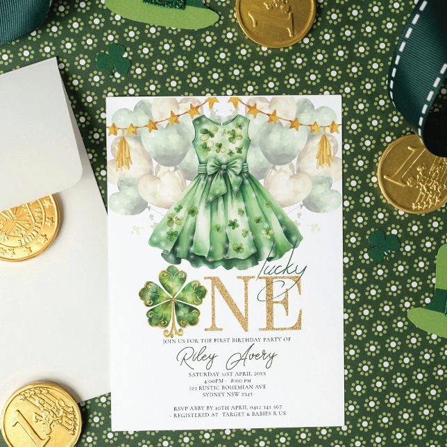 Invitación Primer cumpleaños del chica, Día de San Patricio (Subido por el creador)