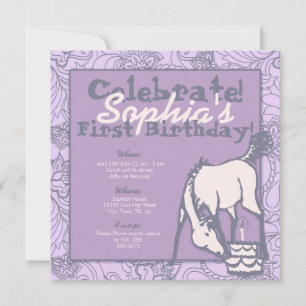 Invitación Primer cumpleaños del Chica Lavender Pony