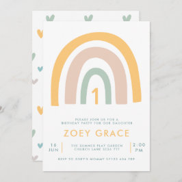 Invitación Primer cumpleaños del Chica Pastel Rainbow moderno