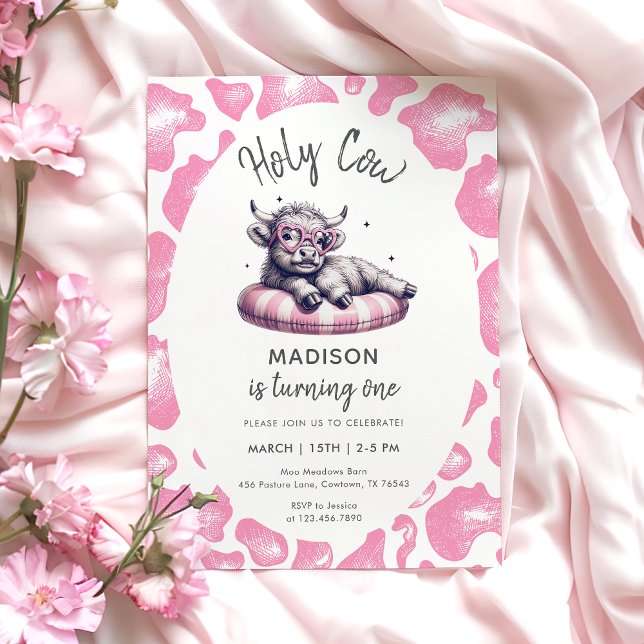 Invitación Primer cumpleaños del Chica Rosa de Vaca Santa (Subido por el creador)